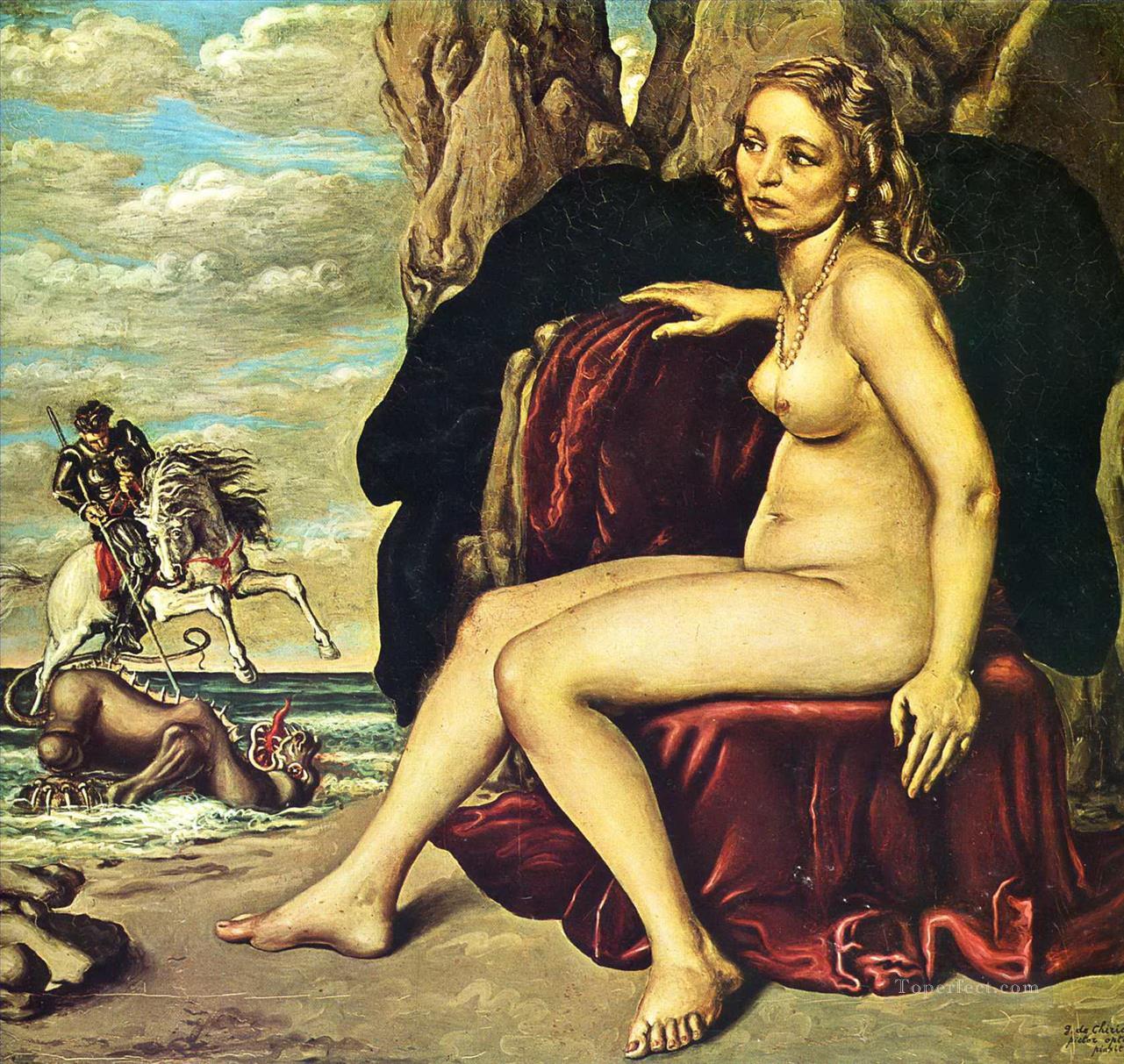 st george killing the dragon 1940 Giorgio de Chirico Metaphysical surrealism Oil Paintings